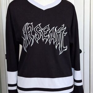 Arsenic Hockey Jersey Skull Graphic Black White Long Sleeve | Size Medium